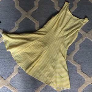 Trafaluc Yellow & White Striped Fit & Flare Dress